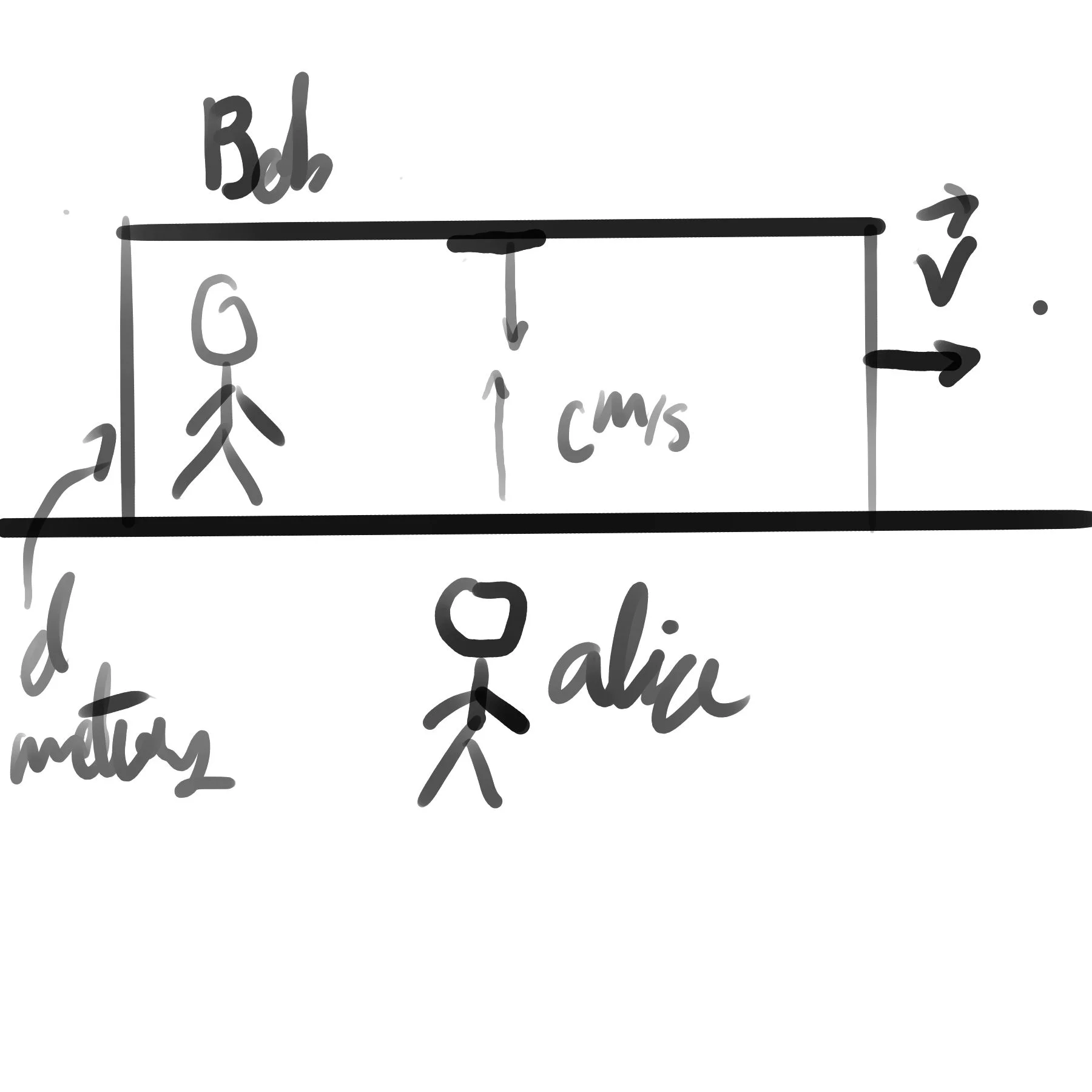 Bad drawing of a reference frame with velocity